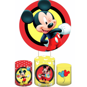 KIT CAPA PAINEL REDONDO E CILÍNDROS MICKEY | TECIDO PREMIUM  | VÁRIOS MODELOS.