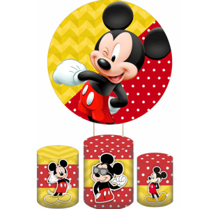KIT CAPA PAINEL REDONDO E CILÍNDROS MICKEY | TECIDO PREMIUM  | VÁRIOS MODELOS.