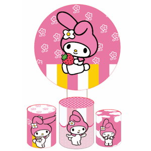 KIT CAPA PAINEL REDONDO E CILÍNDROS HELLO KITTY | TECIDO PREMIUM  | VÁRIOS MODELOS.