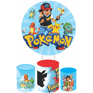KIT CAPA PAINEL REDONDO E CILÍNDROS POKEMON | TECIDO PREMIUM  | VÁRIOS MODELOS.
