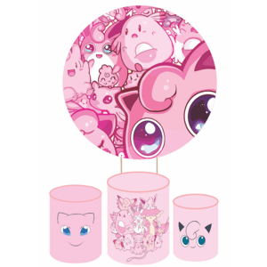 KIT CAPA PAINEL REDONDO E CILÍNDROS POKEMON | TECIDO PREMIUM  | VÁRIOS MODELOS.