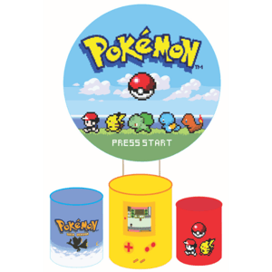 KIT CAPA PAINEL REDONDO E CILÍNDROS POKEMON | TECIDO PREMIUM  | VÁRIOS MODELOS.