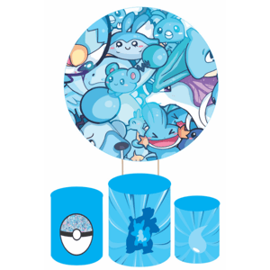 KIT CAPA PAINEL REDONDO E CILÍNDROS POKEMON | TECIDO PREMIUM  | VÁRIOS MODELOS.