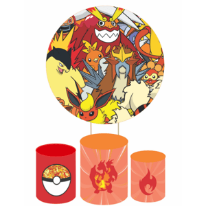 KIT CAPA PAINEL REDONDO E CILÍNDROS POKEMON | TECIDO PREMIUM  | VÁRIOS MODELOS.