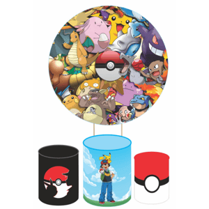 KIT CAPA PAINEL REDONDO E CILÍNDROS POKEMON | TECIDO PREMIUM  | VÁRIOS MODELOS.