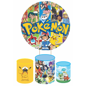 KIT CAPA PAINEL REDONDO E CILÍNDROS POKEMON | TECIDO PREMIUM  | VÁRIOS MODELOS.