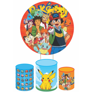 KIT CAPA PAINEL REDONDO E CILÍNDROS POKEMON | TECIDO PREMIUM  | VÁRIOS MODELOS.