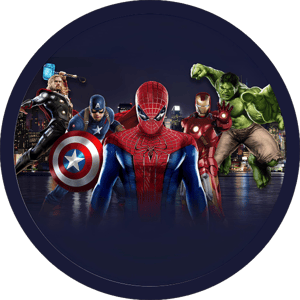 CAPA PAINEL REDONDO VINGADORES | TECIDO PREMIUM  | VÁRIOS MODELOS - 1.50X1.50M E 50X50CM