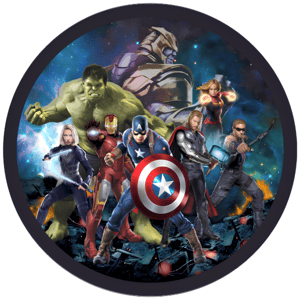 CAPA PAINEL REDONDO VINGADORES | TECIDO PREMIUM  | VÁRIOS MODELOS - 1.50X1.50M E 50X50CM