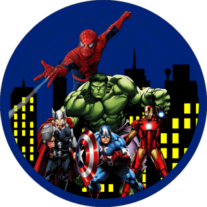 CAPA PAINEL REDONDO VINGADORES | TECIDO PREMIUM  | VÁRIOS MODELOS - 1.50X1.50M E 50X50CM