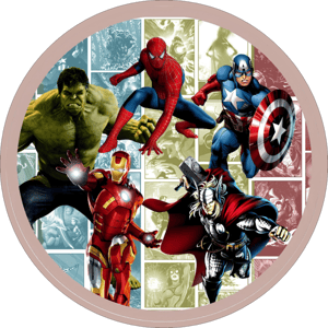 CAPA PAINEL REDONDO VINGADORES | TECIDO PREMIUM  | VÁRIOS MODELOS - 1.50X1.50M E 50X50CM
