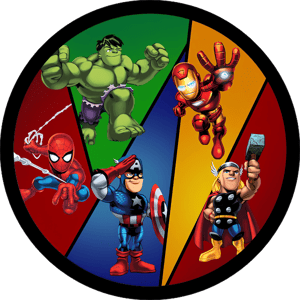 CAPA PAINEL REDONDO VINGADORES | TECIDO PREMIUM  | VÁRIOS MODELOS - 1.50X1.50M E 50X50CM