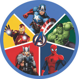 CAPA PAINEL REDONDO VINGADORES | TECIDO PREMIUM  | VÁRIOS MODELOS - 1.50X1.50M E 50X50CM