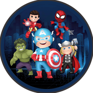 CAPA PAINEL REDONDO VINGADORES | TECIDO PREMIUM  | VÁRIOS MODELOS - 1.50X1.50M E 50X50CM