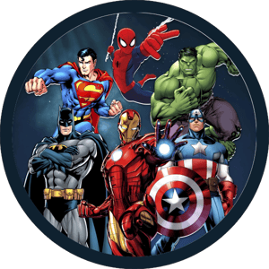 CAPA PAINEL REDONDO VINGADORES | TECIDO PREMIUM  | VÁRIOS MODELOS - 1.50X1.50M E 50X50CM