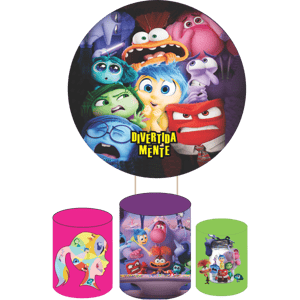 KIT CAPA PAINEL REDONDO E CILÍNDROS DIVERTIDAMENTE | TECIDO PREMIUM  | VÁRIOS MODELOS.