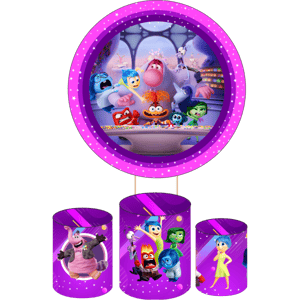 KIT CAPA PAINEL REDONDO E CILÍNDROS DIVERTIDAMENTE | TECIDO PREMIUM  | VÁRIOS MODELOS.