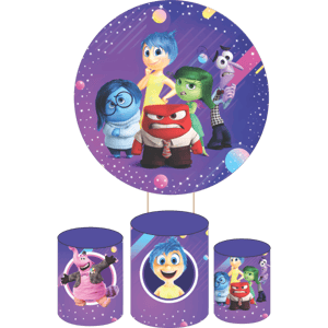 KIT CAPA PAINEL REDONDO E CILÍNDROS DIVERTIDAMENTE | TECIDO PREMIUM  | VÁRIOS MODELOS.