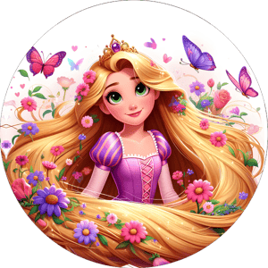 CAPA PAINEL REDONDO PRINCESA RAPUNZEL ENROLADOS | TECIDO PREMIUM  | VÁRIOS MODELOS - 1.50X1.50M E 50X50CM