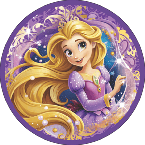 CAPA PAINEL REDONDO PRINCESA RAPUNZEL ENROLADOS | TECIDO PREMIUM  | VÁRIOS MODELOS - 1.50X1.50M E 50X50CM