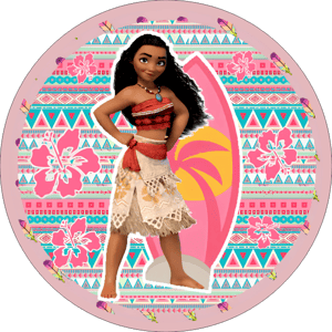 CAPA PAINEL REDONDO PRINCESA MOANA | TECIDO PREMIUM  | VÁRIOS MODELOS - 1.50X1.50M E 50X50CM