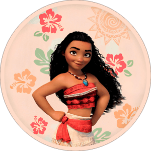 CAPA PAINEL REDONDO PRINCESA MOANA | TECIDO PREMIUM  | VÁRIOS MODELOS - 1.50X1.50M E 50X50CM