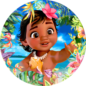 CAPA PAINEL REDONDO PRINCESA MOANA | TECIDO PREMIUM  | VÁRIOS MODELOS - 1.50X1.50M E 50X50CM