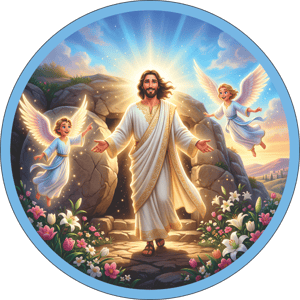 CAPA PAINEL REDONDO PÁSCOA CRISTÃ | TECIDO PREMIUM  | VÁRIOS MODELOS - 1.50X1.50M E 50X50CM