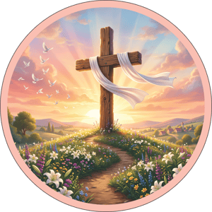 CAPA PAINEL REDONDO PÁSCOA CRISTÃ | TECIDO PREMIUM  | VÁRIOS MODELOS - 1.50X1.50M E 50X50CM