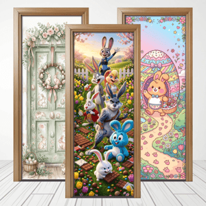 CAPA PAINEL PORTA PÁSCOA COELHO| TECIDO PREMIUM  | VÁRIOS MODELOS - 85cm x 2.10M Tecido: Helanca 85cm x 2.10M    