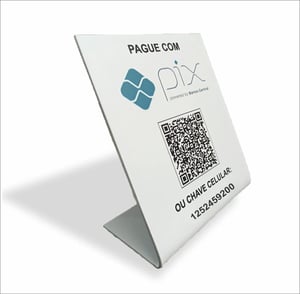 Placa de PIX em PS 2mm PS 2mm 15x20cm 4x0 Impressão UV Refile 