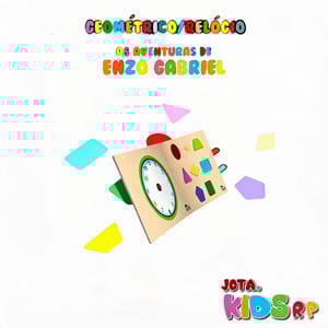 Geométrico/Relógio Em feltro, tecido reciclado da garrafa PET. Largura – 33cm X 49,5cm Impresso com tinta à base D’agua atóxica.   Faixa Etária: Acima de 3 anos