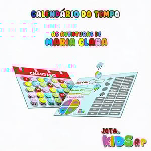 Calendário do Tempo Em feltro, tecido reciclado da garrafa PET. Largura – 33cm X 49,5cm Impresso com tinta à base D’agua atóxica.   Faixa Etária: Acima de 4 anos