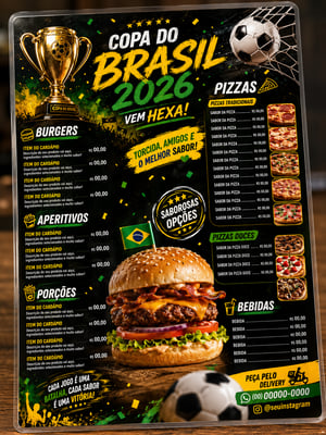 Cardápio Personalizado - Plastificado (Rígido)