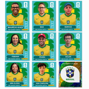 Kit com 9 Figurinhas da Copa Papel adesivo de alta qualidade com acabamento fotográfico 49x65mm (Tamanho padrão de figurinha de álbum) 4x0  Corte preciso para destacar a figurinha 