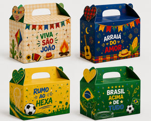 Caixa de Presente com Alça - PERSONALIZADA Couchê 300g 8x4,5cm 4x0 Fosco ou Brilho Recorte especial 