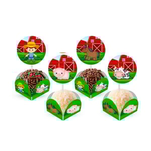 Fazendinha menino - 80 Forminhas Para Doces Com Toppers