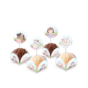 Fazendinha menina - 80 Forminhas Para Doces Com Toppers