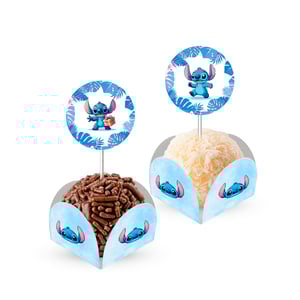 Stitch Azul 80 Forminhas Para Doces Com Toppers      