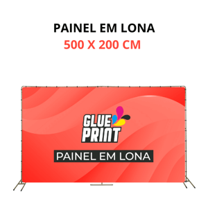 PAINEL EM LONA 500 x 200 CM (5 x 2 METROS)     Lona com dobra (reforço) e ilhós em volta 
