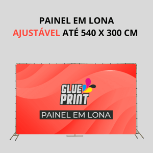 PAINEL EM LONA AJUSTÁVEL ATÉ 5,40 X 3 M (540 x 300 CM)  m2   Lona com dobra (reforço) e ilhós em volta 