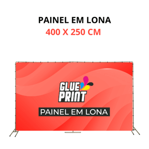PAINEL EM LONA 400 x 250 CM (4 x 2,5 METROS)     Lona com dobra (reforço) e ilhós em volta 