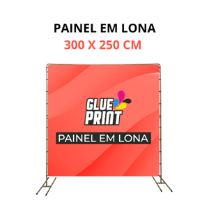 PAINEL EM LONA 300 x 250 CM (3 x 2,5 METROS)     Lona com dobra (reforço) e ilhós em volta 