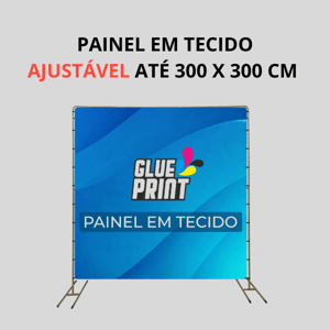 PAINEL EM TECIDO AJUSTÁVEL ATÉ 3 X 3 M (300 x 300 CM)  m2   Tecido com dobra (reforço) e ilhós em volta 