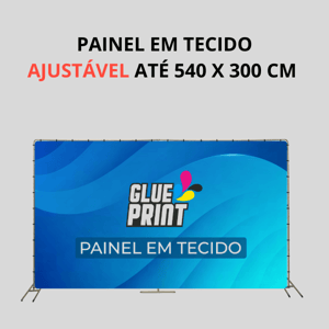 PAINEL EM TECIDO AJUSTÁVEL ATÉ 5,40 X 3 M (540 x 300 CM)  m2   Tecido com dobra (reforço) e ilhós em volta 