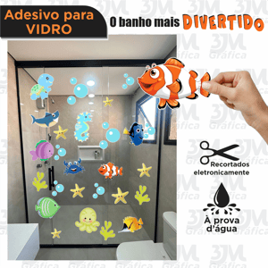 Kit fundo do mar Adesivo vinil    Recorte especial 26 elementos