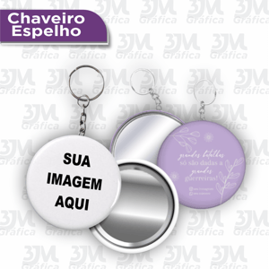 Chaveiro Botton Espelho Papel foto + Acetato 4,4cm    