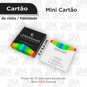 Cartão de visita - MINI Couche 250g 5x4,5cm  Verniz UV total frente Corte Reto 1000 unidades