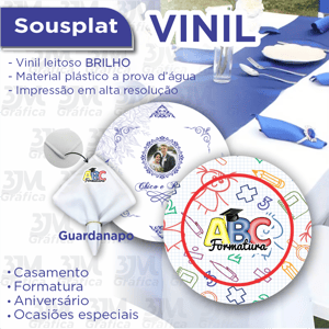 Sousplat - Redondo 30cm - Vinil Vinil Leitoso + Recorte Redondo   Corte Redondo 