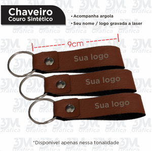 Chaveiro em couro Couro Sintético 9x2cm    Gravação a laser